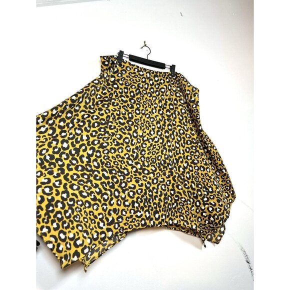 Who What Wear Women Skirt 20W Yellow Animal Print‎ Scarf Hem Cheetah Leopard - Picture 4 of 10